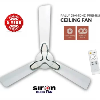 SIRON Decorative BLDC 1200mm Energy Saving with Remote Control 5 Star Ceiling Fan ( Metalic White Color, Pack of 1) With 5 Year Warranty - Image 3