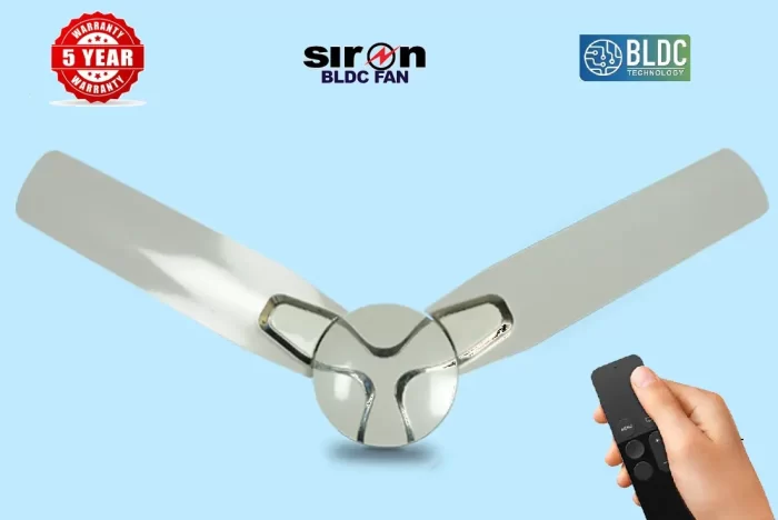 SIRON Decorative BLDC 1200mm Energy Saving with Remote Control 5 Star Ceiling Fan ( Metalic White Color, Pack of 1) With 5 Year Warranty - Image 2