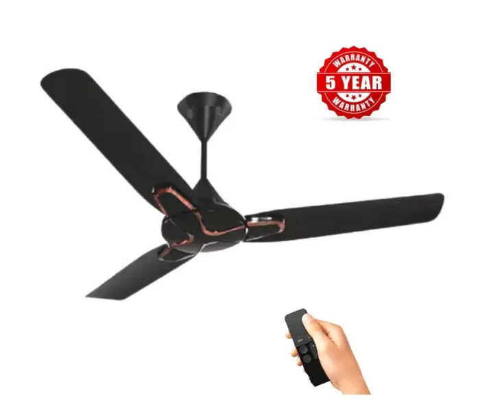 SIRON Decorative BLDC 1200mm Energy Saving with Remote Control 5 Star Ceiling Fan ( Metalic Black Color, Pack of 1) With 5 Year Warranty