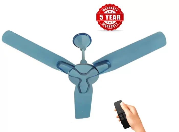SIRON Decorative BLDC 1200mm Energy Saving with Remote Control 5 Star Ceiling Fan ( Metalic Blue Color, Pack of 1) With 5 Year Warranty