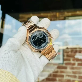 Analog-Digital New GShock Dual Time Chain Strap Watch For Men - Rose Gold - Image 2