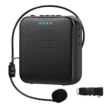 5W Bluetooth Voice Amplifier Microphone with Wired Headset, Portable Bluetooth Speaker with Belt for Teacher, Tour Guide, Speech, USB 1200mAh Voice Amplifier Support U Disk, TF Card