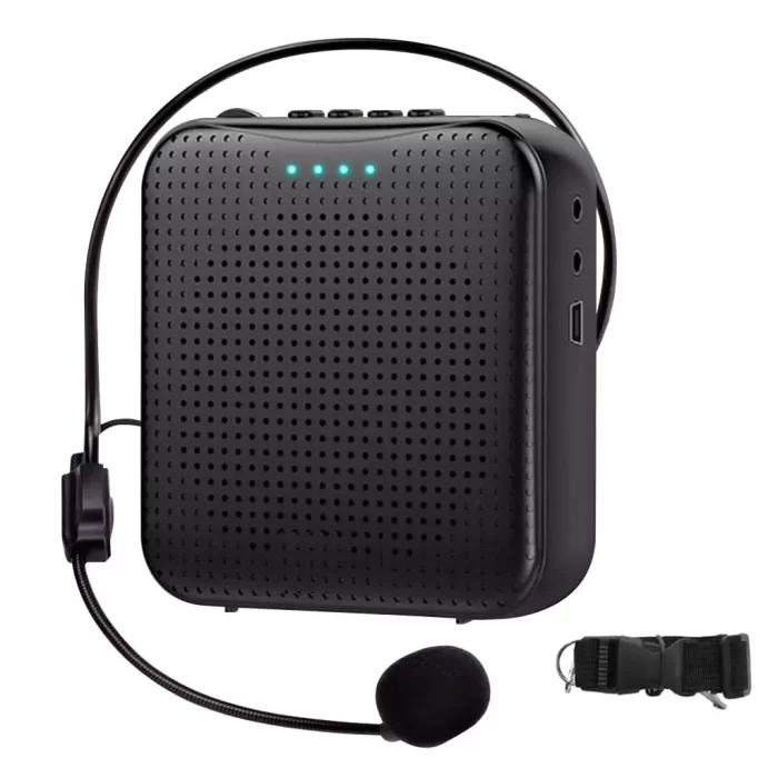 5W Bluetooth Voice Amplifier Microphone with Wired Headset, Portable Bluetooth Speaker with Belt for Teacher, Tour Guide, Speech, USB 1200mAh Voice Amplifier Support U Disk, TF Card
