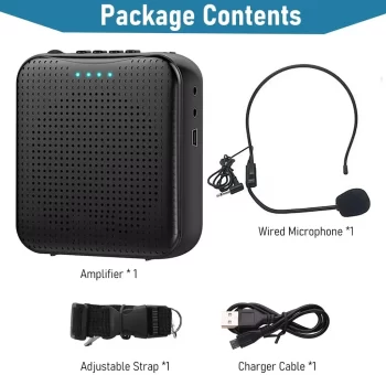 5W Bluetooth Voice Amplifier Microphone with Wired Headset, Portable Bluetooth Speaker with Belt for Teacher, Tour Guide, Speech, USB 1200mAh Voice Amplifier Support U Disk, TF Card - Image 7