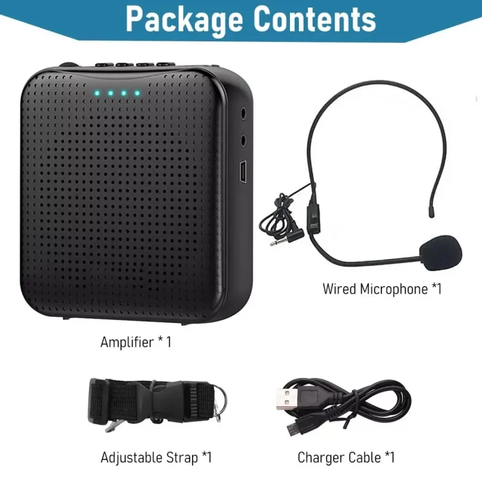 5W Bluetooth Voice Amplifier Microphone with Wired Headset, Portable Bluetooth Speaker with Belt for Teacher, Tour Guide, Speech, USB 1200mAh Voice Amplifier Support U Disk, TF Card - Image 7