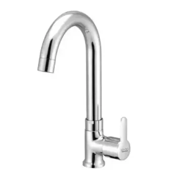 Fusion Collection Swan Neck Play with 360 Degree Rotating Spout for Kitchen Sink, Wash Basin Chrome Finish Pillar Cock, Pack of 1 Pillar Tap Faucet (Deck Mount Installation Type)