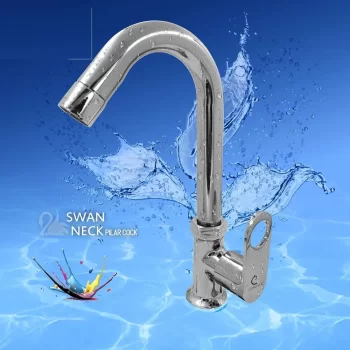 ORNAMIX Smart Brass Swan Neck Pillar Cock/Swinging Spout Tap for Wash Basin/Kitchen Table/Deck Mounted/Shiny Chrome Plated Quarter Turn - Image 5