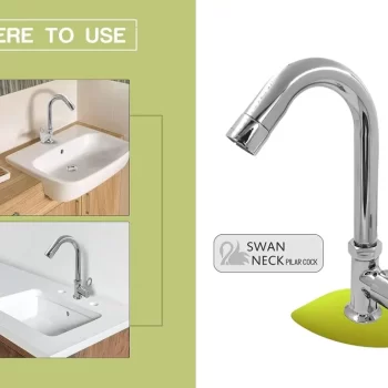 ORNAMIX Smart Brass Swan Neck Pillar Cock/Swinging Spout Tap for Wash Basin/Kitchen Table/Deck Mounted/Shiny Chrome Plated Quarter Turn - Image 6