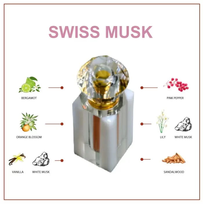 Arabian Swiss Musk Perfume Eau de Parfum in Marble Bottle ( Alcohol Free Perfume / Best Attar )  - 6 ml - Image 2