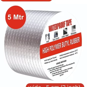 Leakage Repair Waterproof Duct Aluminium Butyl Tape Rubber Foil Suitable For Roof Leak, Surface Crack, Window Cill Gap, Boat Sealing, Home Renovation (5CM*5M) (PACK OF 1).