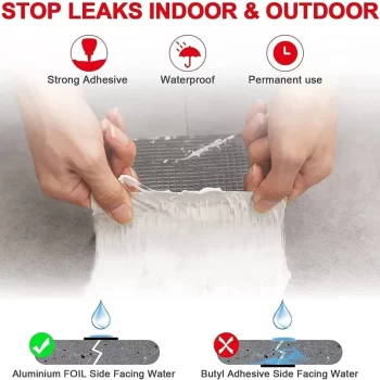 Leakage Repair Waterproof Duct Aluminium Butyl Tape Rubber Foil Suitable For Roof Leak, Surface Crack, Window Cill Gap, Boat Sealing, Home Renovation (5CM*5M) (PACK OF 1). - Image 4
