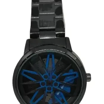Car Wheel Watch , Fashion Sport Watches ,Rim Hub Car Enthusiast Wrist Watch (Blue)
