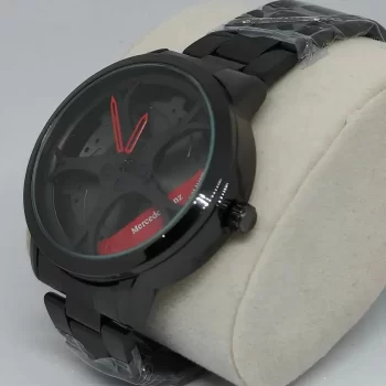Car Wheel Watch - Mercedes Benz Fashion Rotating Stereoscopic Sport Watch Red - - Image 2
