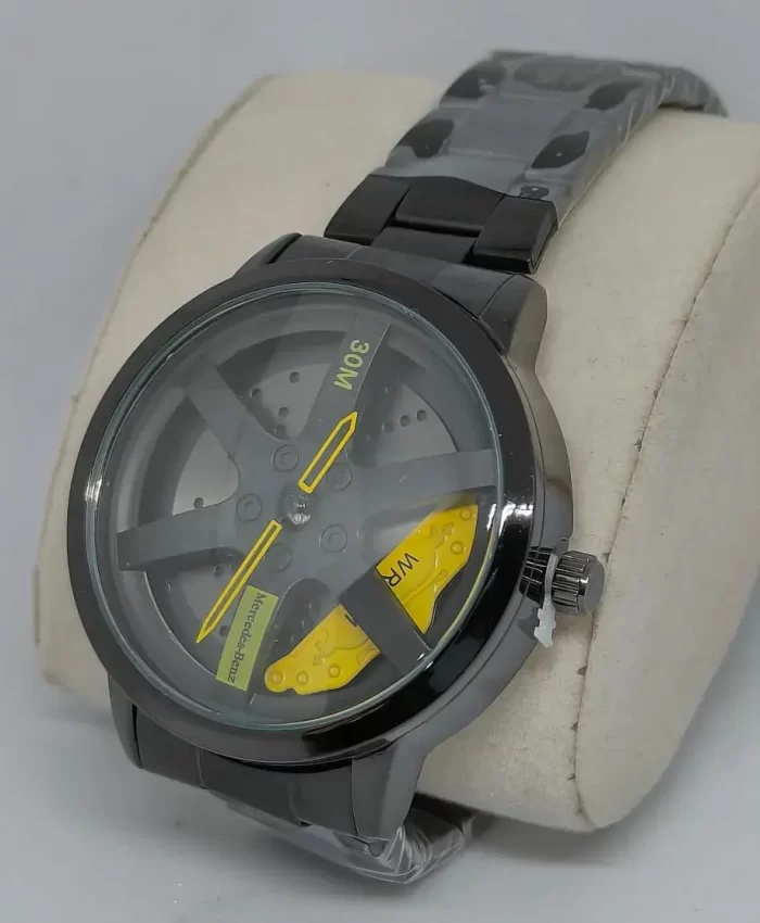 Car Wheel Watch - Rotating Car Wheel Watch (Yellow) - Image 2