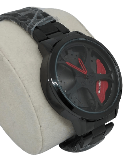 Car Wheel Watch - Mercedes Benz Fashion Rotating Stereoscopic Sport Watch Red -