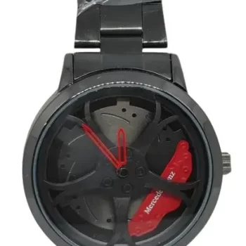 Car Wheel Watch - Mercedes Benz Fashion Rotating Stereoscopic Sport Watch Red - - Image 3