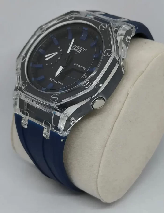 G-Shock GA-2100-SKE-7AER-Blue Rubber Strap with With Black Case - Image 3