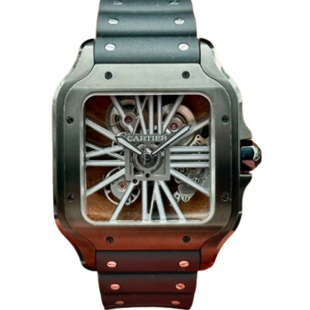 Cartier Santos DLC Black Skeleton Watch