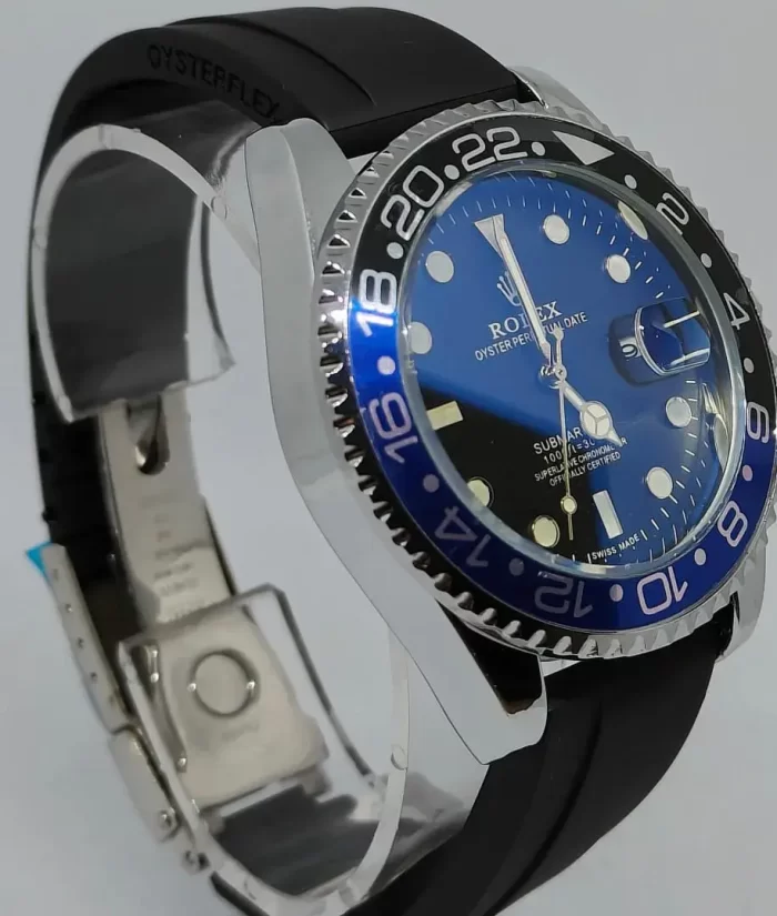 Rolex Watch - Rolex Datona Stylish Analog Swiss Watch Blue Dial Black Fiber Strap RBB01 - Image 3