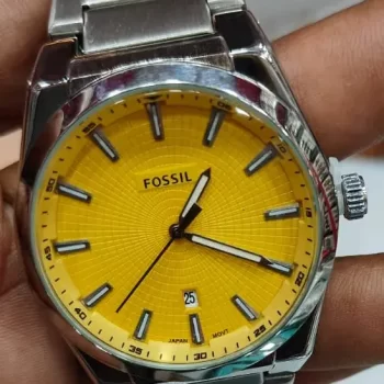 Yellow Dial Watch - Fossil Everett Stainless Steel Watch FS5984 | Elegant & Reliable - Image 5