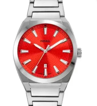 Everett Three-Hand Date Stainless Steel Watch Red Dial - FS5984 - Image 2