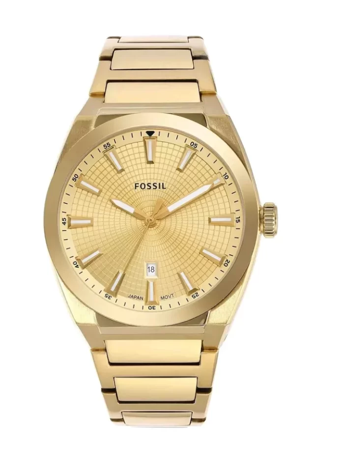 Everett Three-Hand Date Stainless Steel Watch Full Gold - FS5984