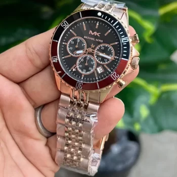 Michael Kors Men’s Chronograph Stainless Steel Rose Gold and Black Dial 44mm Watch MK8726 - Image 2