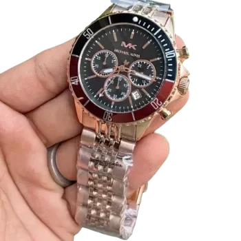 Michael Kors Men’s Chronograph Stainless Steel Rose Gold and Black Dial 44mm Watch MK8726