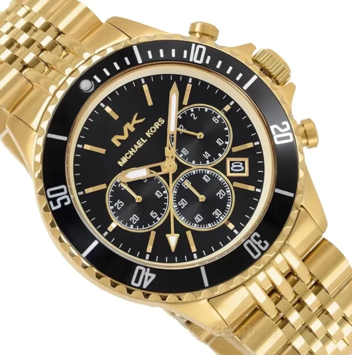 Michael Kors Men’s Chronograph Stainless Steel Gold and Black Dial 44mm Watch MK8726 - Image 3