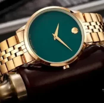 Mvdo Museum Swiss Analog Gold & Green Round Watch MM04