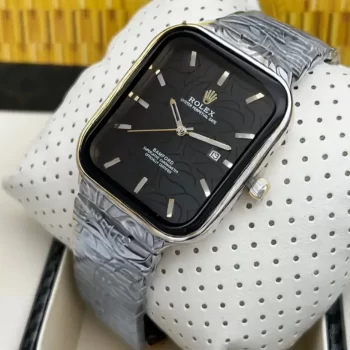 Rlx Square Analog Swiss Watch Black and Silver