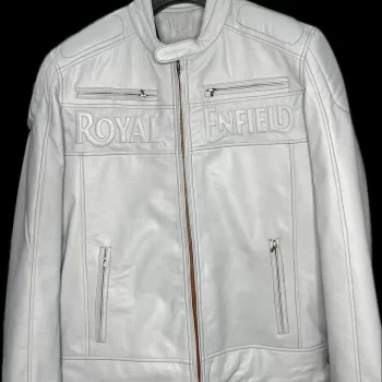 White Original Leather Jacket for Bike Riders - Image 2