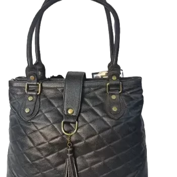 Women's Genuine Leather Hand Bag with 2 Year Warranty ( MFT-3-Black)