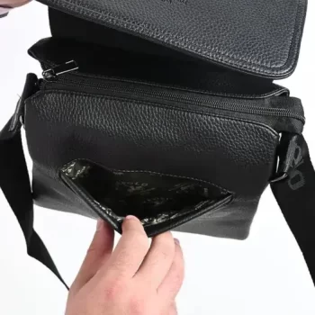Genuine Leather Sling Bag with 2 Year Warranty (Black) - Image 2
