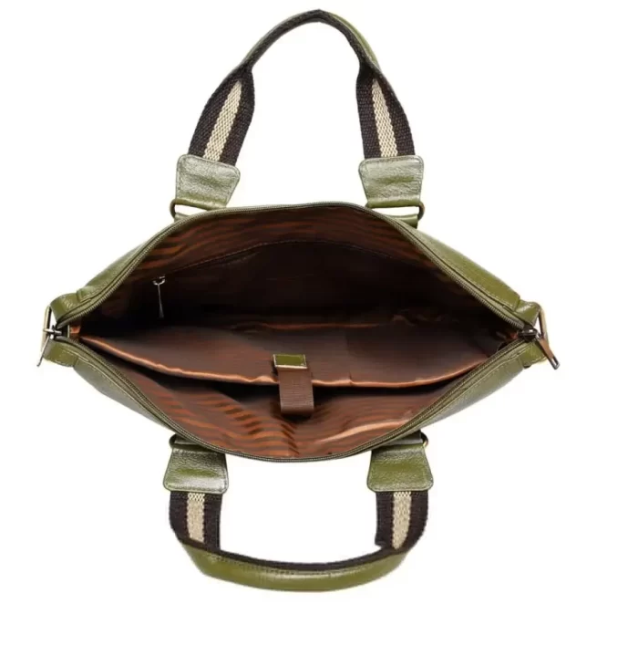 Genuine Leather Olive Laptop Bag with 2 Year Warranty - Image 2