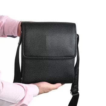 Genuine Leather Sling Bag with 2 Year Warranty (Black)