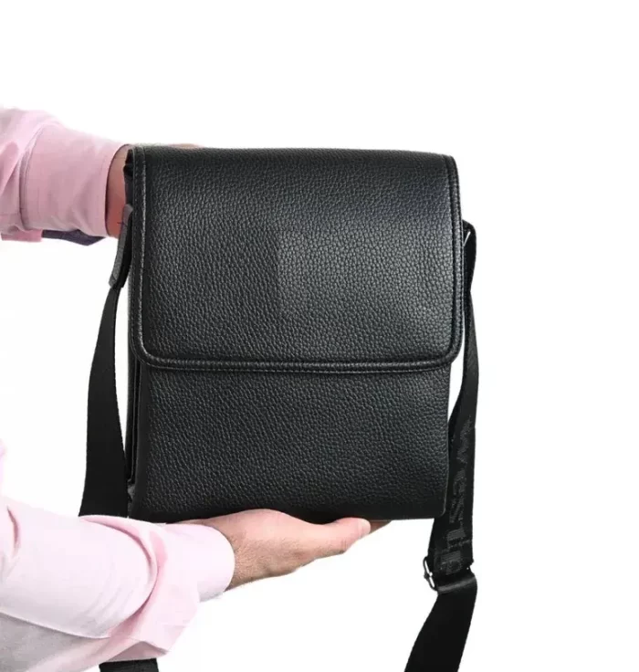 Genuine Leather Sling Bag with 2 Year Warranty (Black)