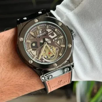 Hublot Leather Strap Unisex Brown Watch HB04 - Image 3