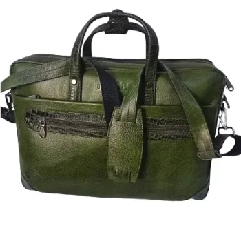 Genuine Leather Olive Laptop Bag with 2 Year Warranty