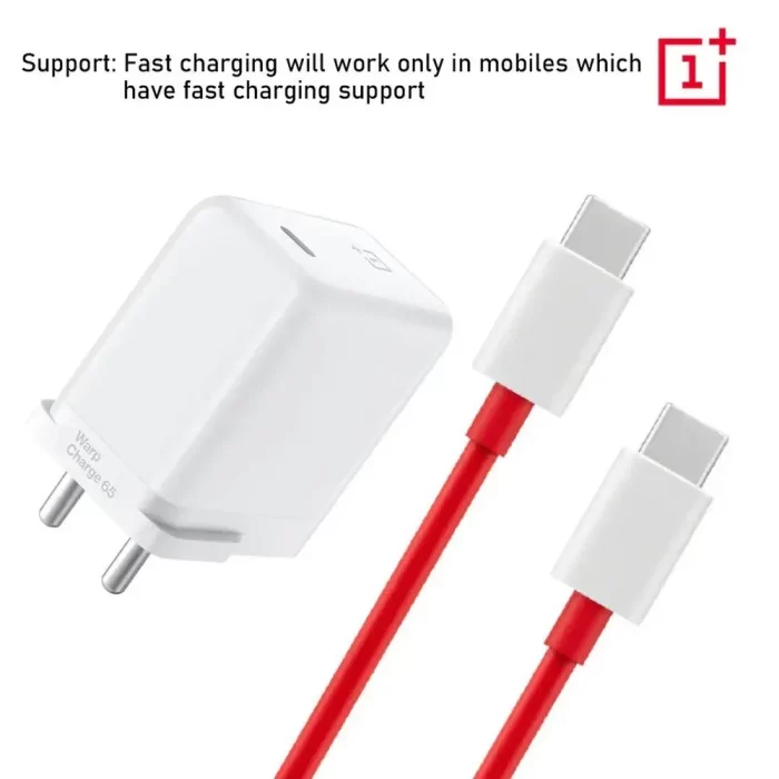 Oneplus 65 Watt Charger Fast Charging with Type-C Cable with Warranty - Compactable with OnePlus 10/10 Pro/9/9 Pro/ 9R/ 8/ 8T/ Nord/CE - Image 2