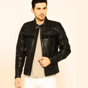 Black Solid Original Leather Jacket for Bike Riders
