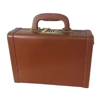 Genuine Leather Briefcase Slim 10 Inch Top Handle With Shoulder Strap Medium Briefcase -(TAN) with 2 Year Warranty