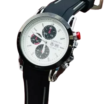 TagHeuer Carrera Calibre 16 White Dial Black Leather Strap Watch for Men