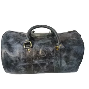 Genuine Leather Premium Multi Utility Duffle Bag Alpha Elegance with 2 Year Warranty (Black)