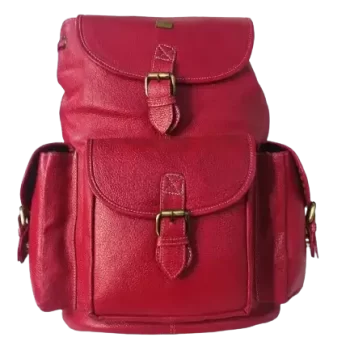 Genuine Leather 15.6 inch Backpack Casual Daypack for Travel Business Outdoor with 2 Year Warranty - Red