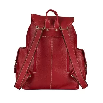 Genuine Leather 15.6 inch Backpack Casual Daypack for Travel Business Outdoor with 2 Year Warranty - Red - Image 2