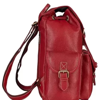 Genuine Leather 15.6 inch Backpack Casual Daypack for Travel Business Outdoor with 2 Year Warranty - Red - Image 3