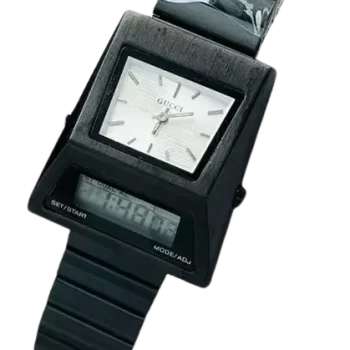 Cyber Watch Dual Time Metallic Premium Quality Benly Design Black & White Watch - GU04