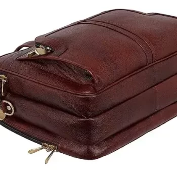 Genuine Leather Brown Laptop Bag with 2 Year Warranty - Image 4