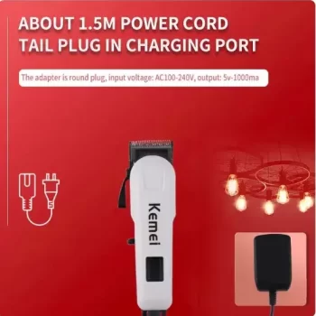 Kemei KM809A Hair Trimmer Professional USB Rechargeable Electric Hair Trimmer Men's Electric Beard Trimmer Hair Cutting Machine - Image 3
